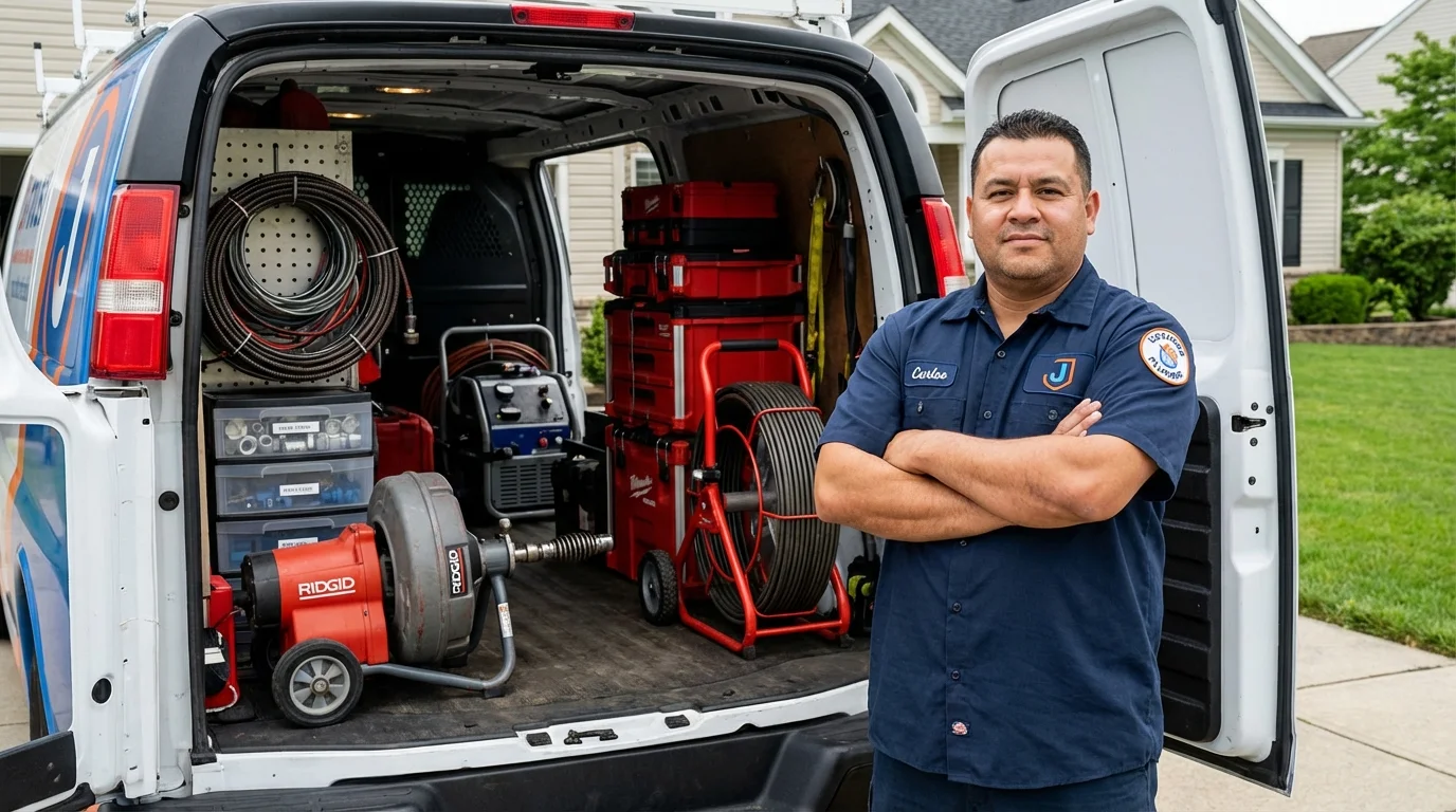 Professional drain cleaning equipment and Johns Plumbing LLC plumber in Grottoes