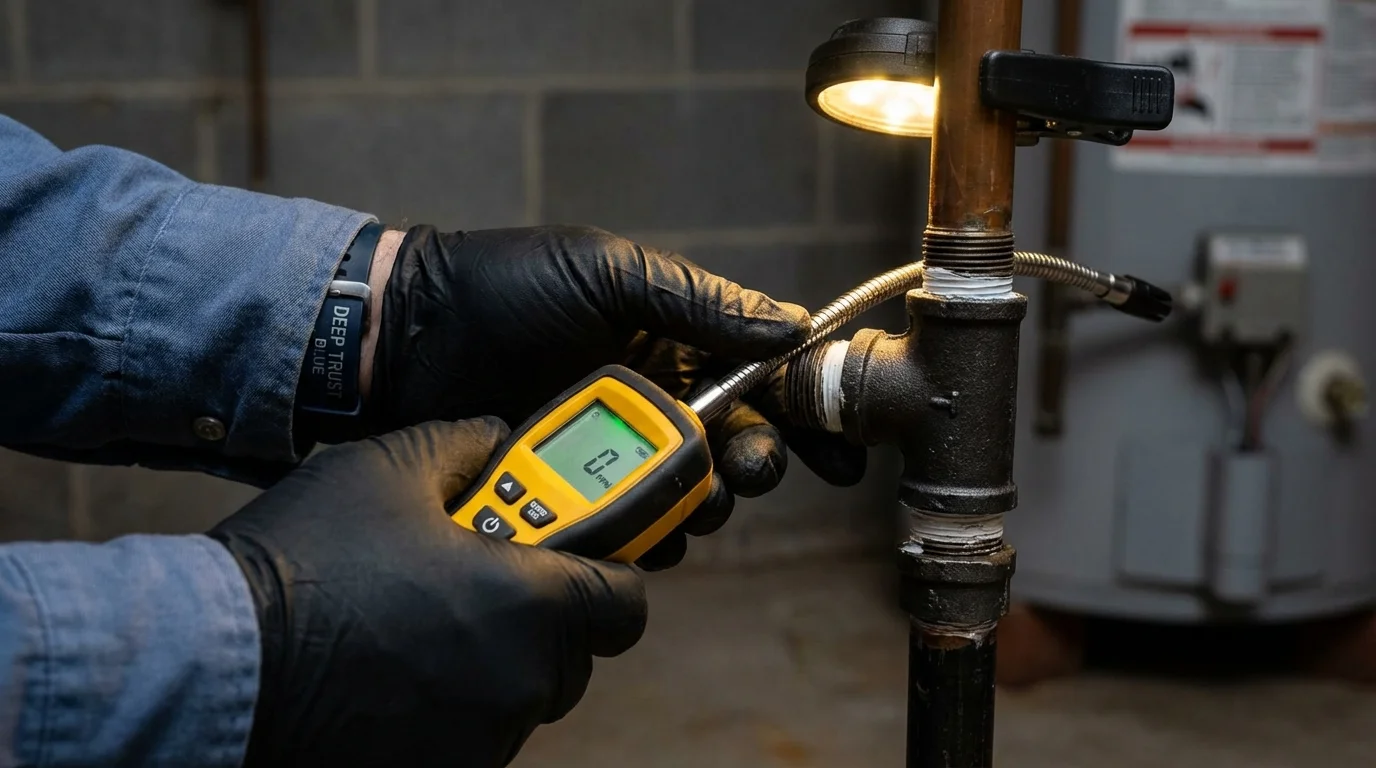 Gas leak detection with electronic sniffer by Johns Plumbing LLC in Grottoes